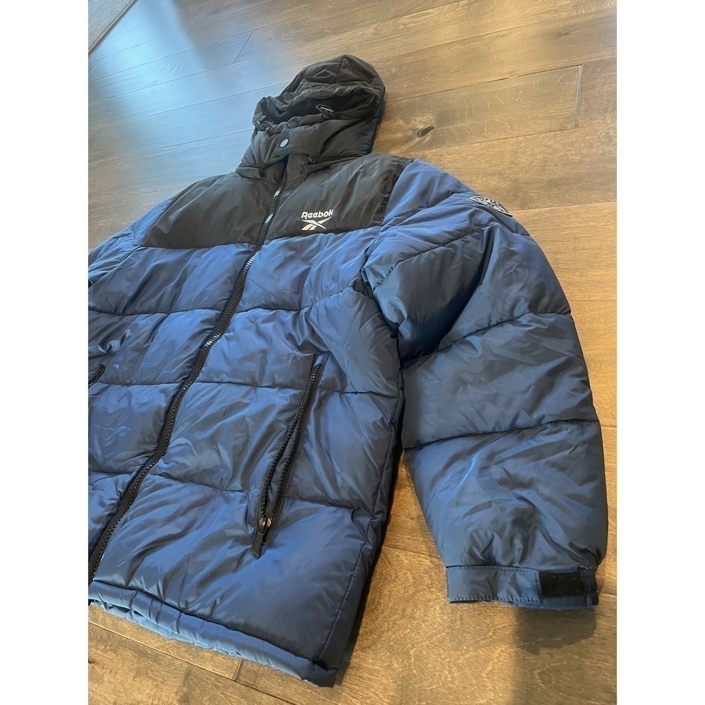 Mens Black & Night Blue Hooded Puffer Coat, XL - Picture 9 of 16